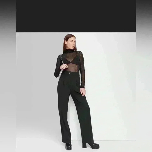 Women's Wide Leg Trouser Pants - Wild Fable Black  Size Women’s 0 - Picture 5 of 8